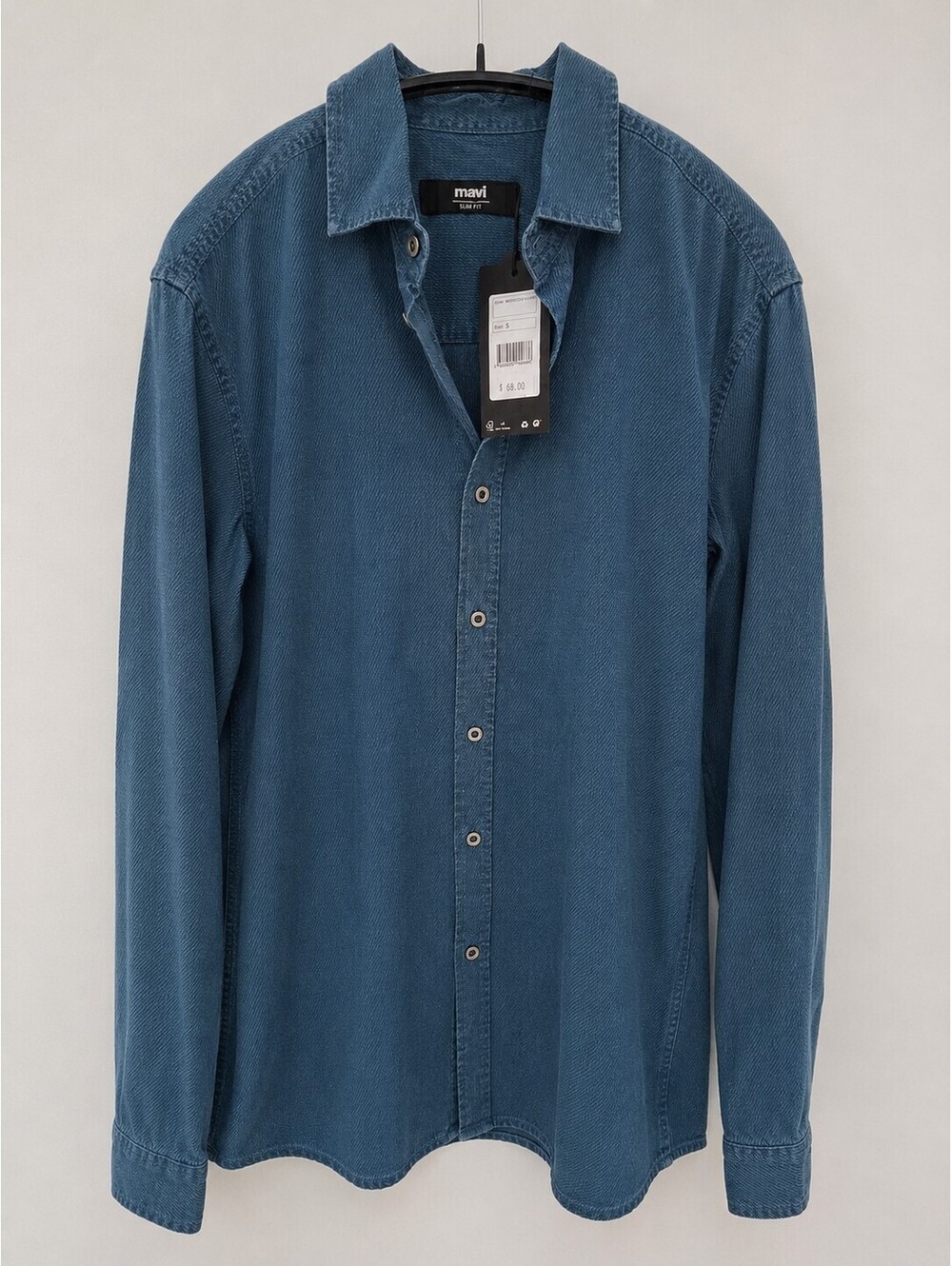 Mavi Slim Fit Blue Textured Long Sleeve Shirt